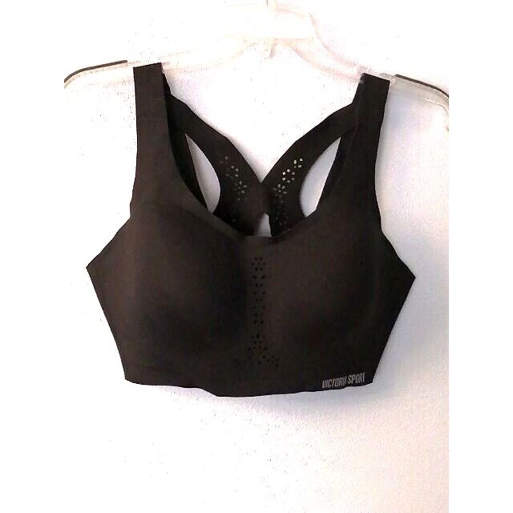Victoria Sport Womens Bra Black 36D Wire Free Padded Stretch Comfort Back Close